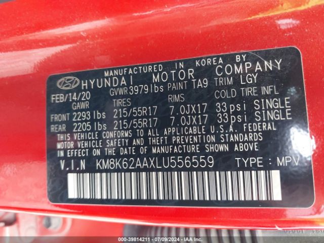 Photo 8 VIN: KM8K62AAXLU556559 - HYUNDAI KONA 