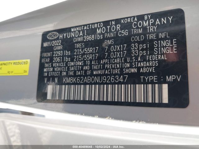 Photo 8 VIN: KM8K62AB0NU926347 - HYUNDAI KONA 