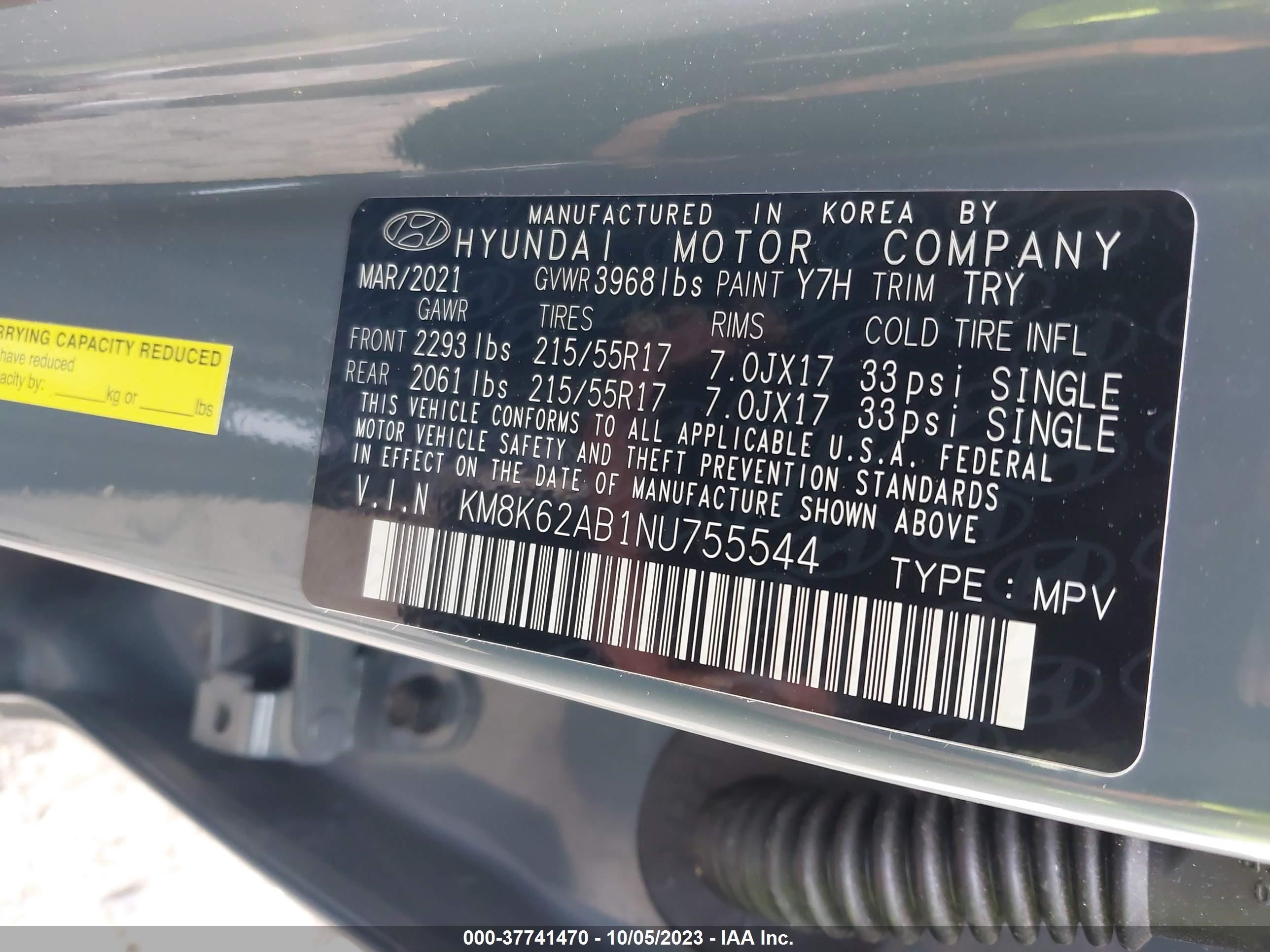 Photo 8 VIN: KM8K62AB1NU755544 - HYUNDAI KONA 