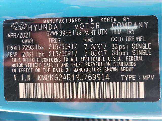 Photo 9 VIN: KM8K62AB1NU769914 - HYUNDAI KONA SEL 