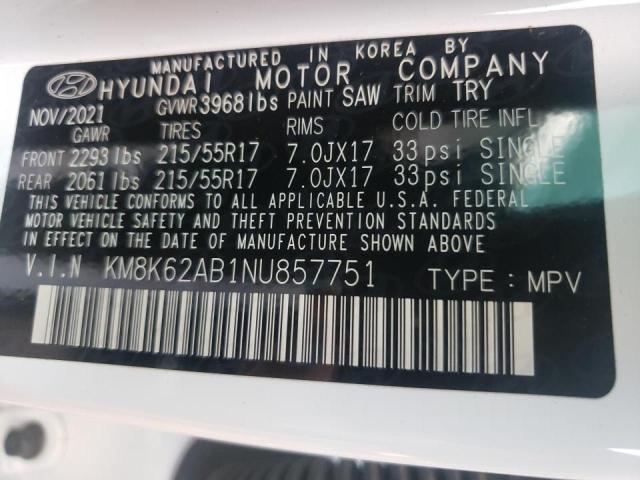 Photo 9 VIN: KM8K62AB1NU857751 - HYUNDAI KONA SEL 