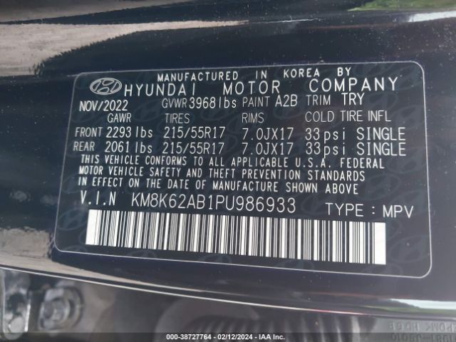 Photo 8 VIN: KM8K62AB1PU986933 - HYUNDAI KONA 