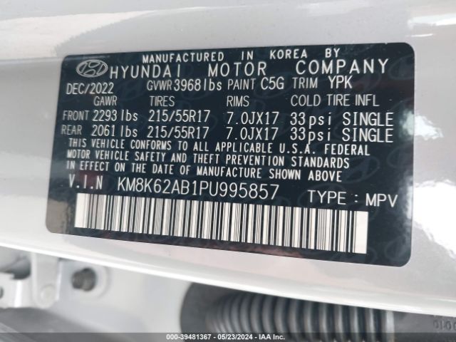 Photo 8 VIN: KM8K62AB1PU995857 - HYUNDAI KONA 