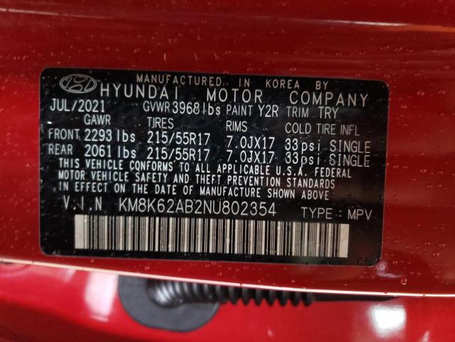 Photo 9 VIN: KM8K62AB2NU802354 - HYUNDAI KONA SEL 