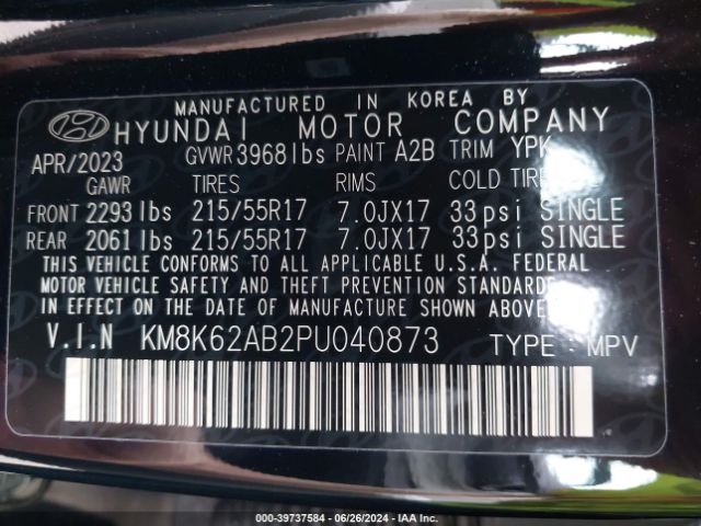 Photo 8 VIN: KM8K62AB2PU040873 - HYUNDAI KONA 