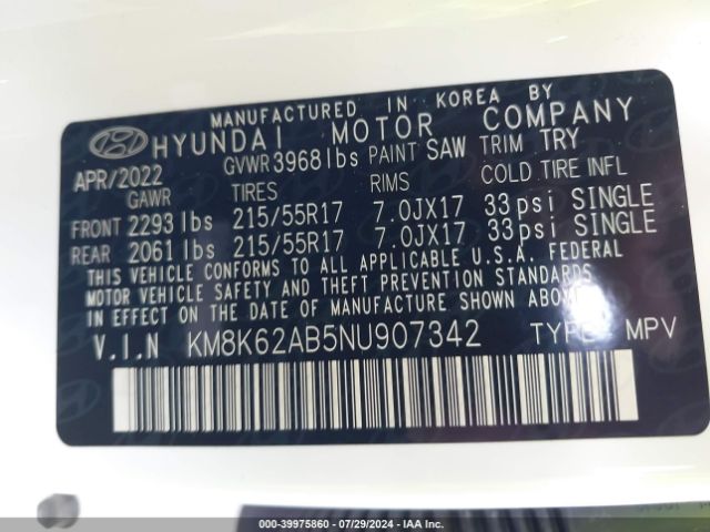 Photo 8 VIN: KM8K62AB5NU907342 - HYUNDAI KONA 