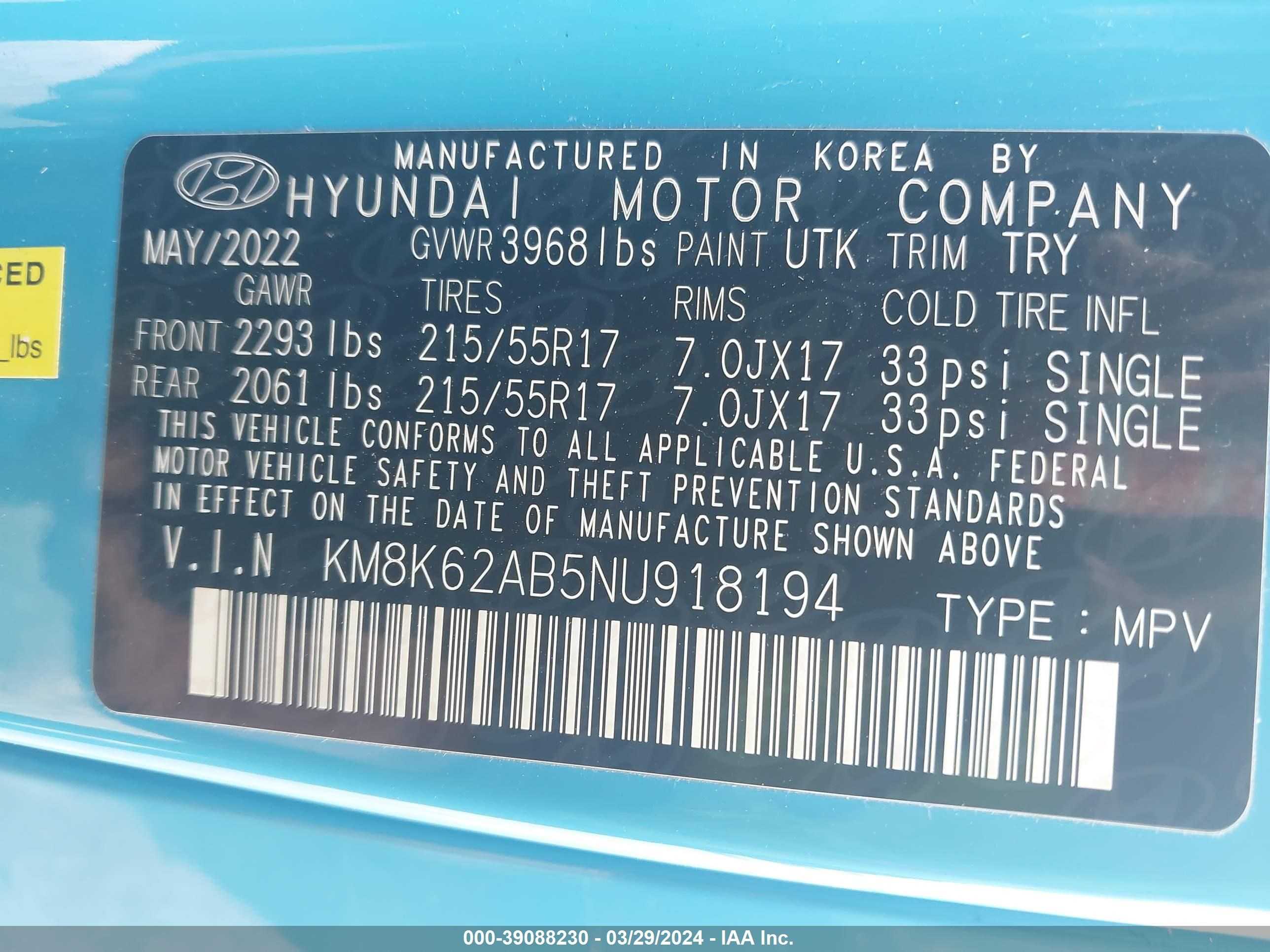 Photo 8 VIN: KM8K62AB5NU918194 - HYUNDAI KONA 