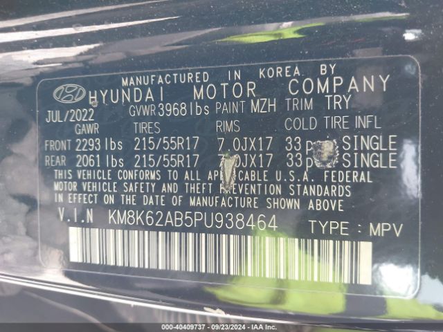 Photo 8 VIN: KM8K62AB5PU938464 - HYUNDAI KONA 