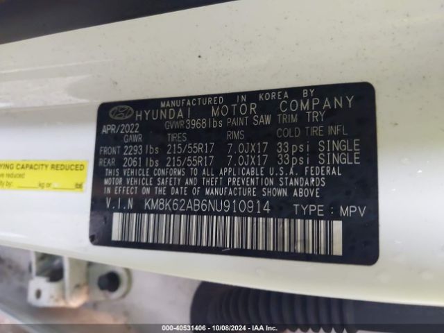 Photo 8 VIN: KM8K62AB6NU910914 - HYUNDAI KONA 