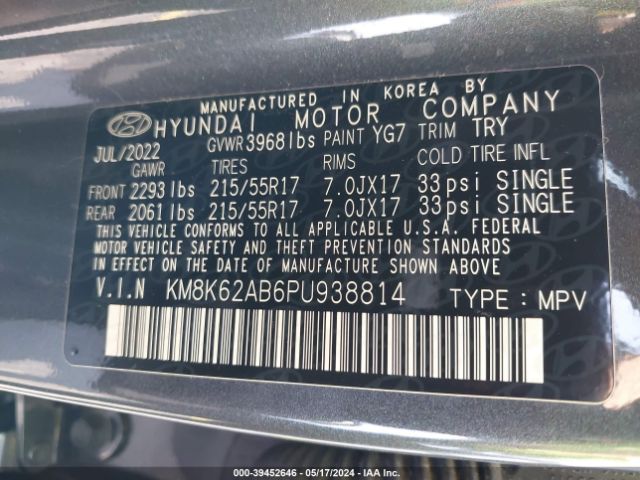 Photo 8 VIN: KM8K62AB6PU938814 - HYUNDAI KONA 