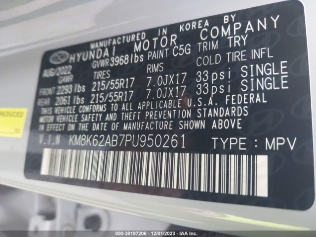 Photo 8 VIN: KM8K62AB7PU950261 - HYUNDAI KONA 