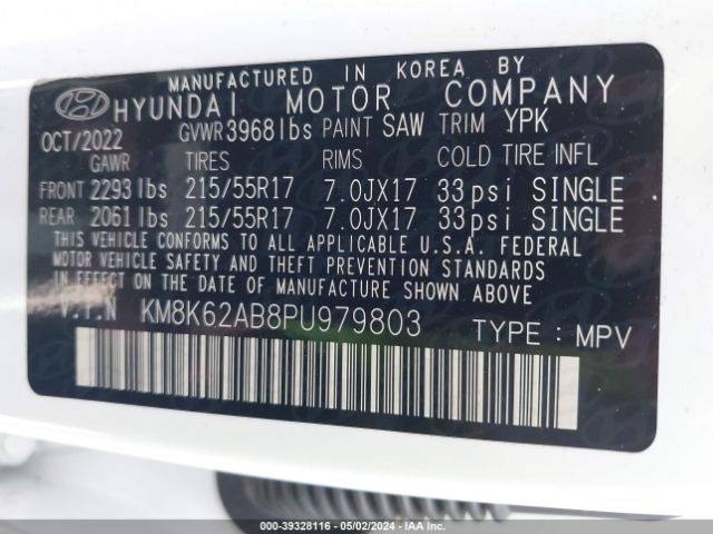 Photo 8 VIN: KM8K62AB8PU979803 - HYUNDAI KONA 