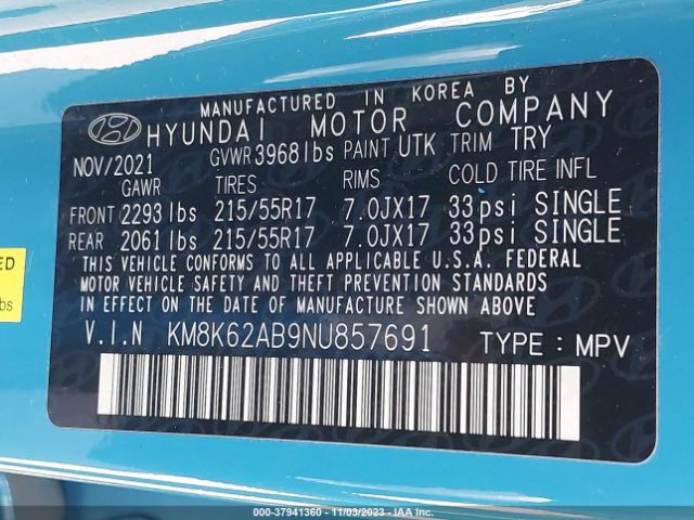 Photo 8 VIN: KM8K62AB9NU857691 - HYUNDAI KONA 