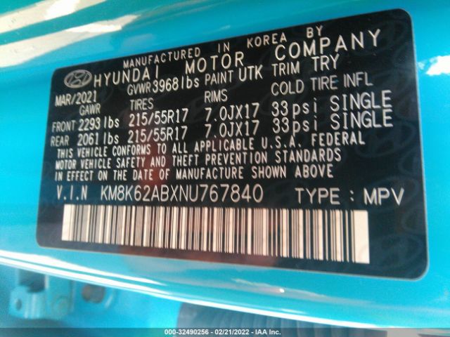 Photo 8 VIN: KM8K62ABXNU767840 - HYUNDAI KONA 