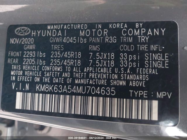 Photo 8 VIN: KM8K63A54MU704635 - HYUNDAI KONA 