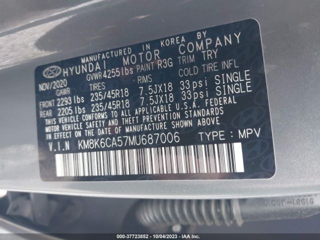 Photo 8 VIN: KM8K6CA57MU687006 - HYUNDAI KONA 