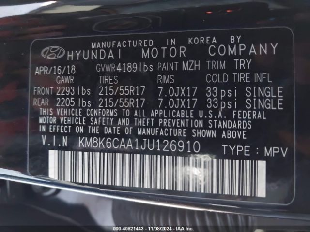 Photo 8 VIN: KM8K6CAA1JU126910 - HYUNDAI KONA 