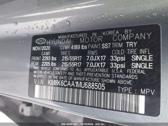 Photo 8 VIN: KM8K6CAA1MU688505 - HYUNDAI KONA 