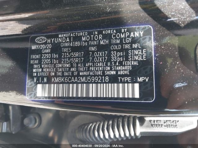 Photo 8 VIN: KM8K6CAA2MU599218 - HYUNDAI KONA 