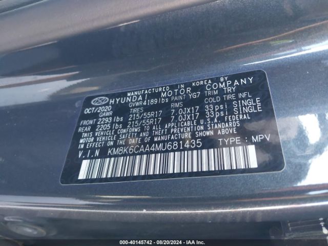 Photo 8 VIN: KM8K6CAA4MU681435 - HYUNDAI KONA 