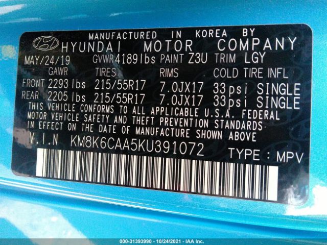 Photo 8 VIN: KM8K6CAA5KU391072 - HYUNDAI KONA 