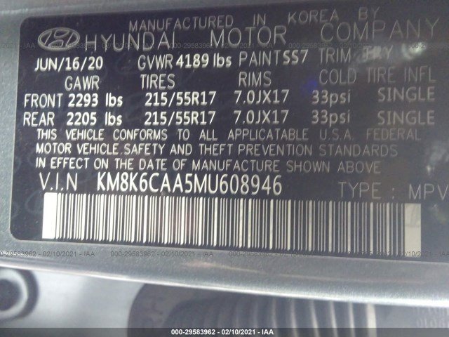 Photo 8 VIN: KM8K6CAA5MU608946 - HYUNDAI KONA 