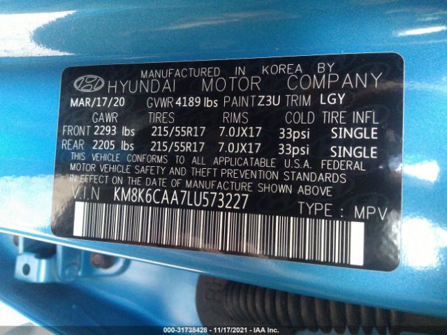 Photo 8 VIN: KM8K6CAA7LU573227 - HYUNDAI KONA 