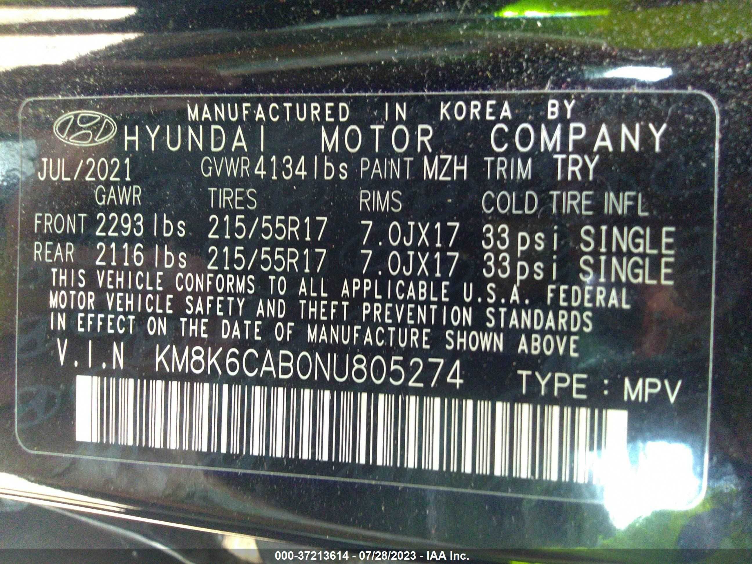 Photo 8 VIN: KM8K6CAB0NU805274 - HYUNDAI KONA 