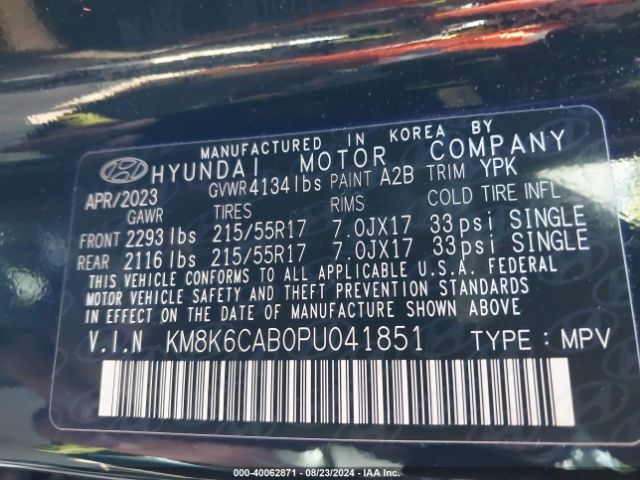 Photo 8 VIN: KM8K6CAB0PU041851 - HYUNDAI KONA 