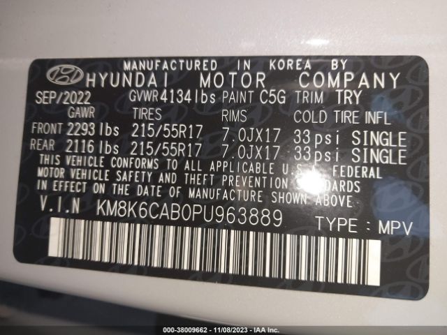 Photo 8 VIN: KM8K6CAB0PU963889 - HYUNDAI KONA 