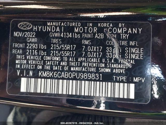 Photo 8 VIN: KM8K6CAB0PU989831 - HYUNDAI KONA 