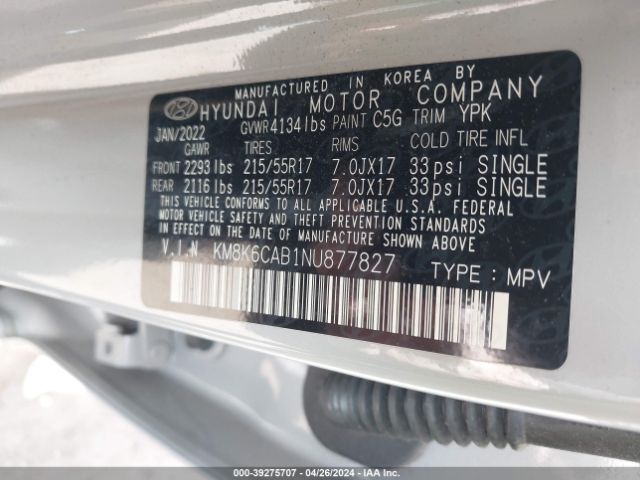 Photo 8 VIN: KM8K6CAB1NU877827 - HYUNDAI KONA 