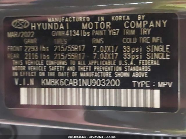 Photo 8 VIN: KM8K6CAB1NU903200 - HYUNDAI KONA 