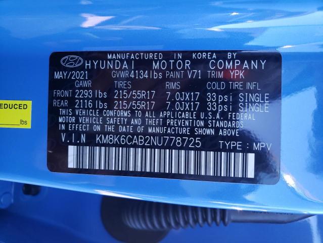 Photo 9 VIN: KM8K6CAB2NU778725 - HYUNDAI KONA SEL 