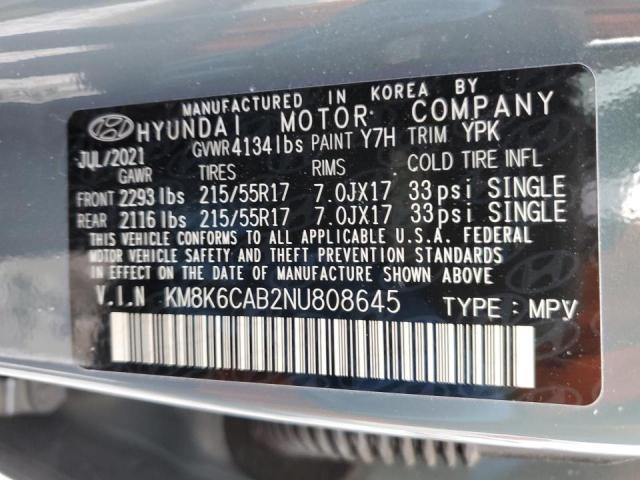 Photo 11 VIN: KM8K6CAB2NU808645 - HYUNDAI KONA SEL 