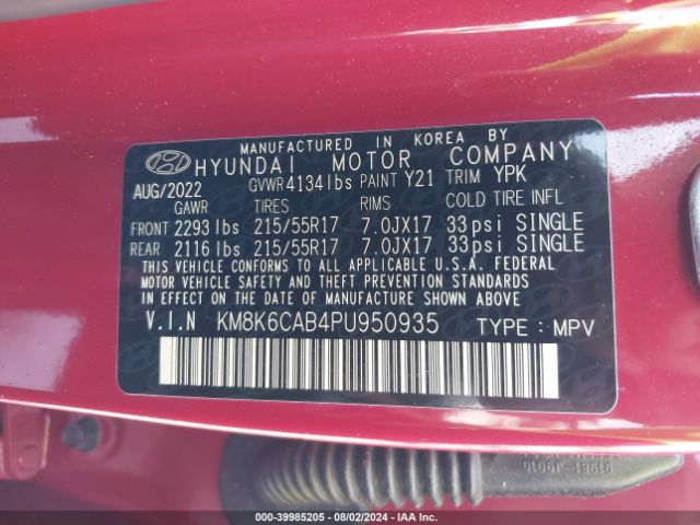 Photo 8 VIN: KM8K6CAB4PU950935 - HYUNDAI KONA 