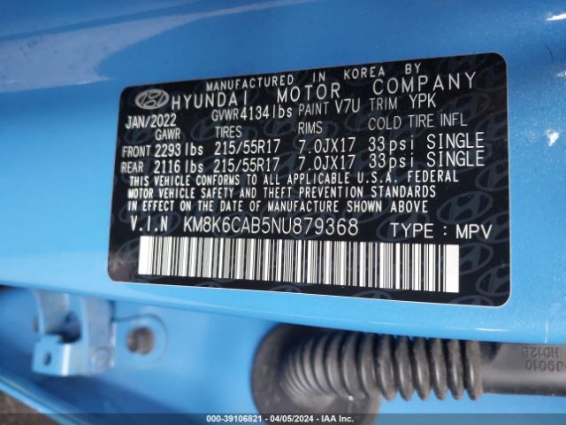 Photo 8 VIN: KM8K6CAB5NU879368 - HYUNDAI KONA 