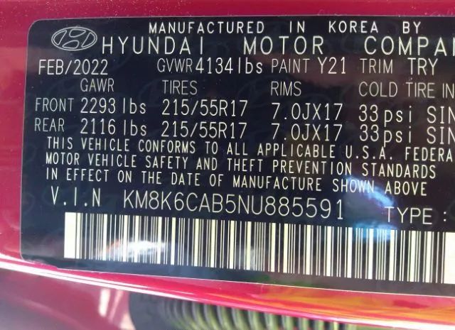 Photo 8 VIN: KM8K6CAB5NU885591 - HYUNDAI KONA 