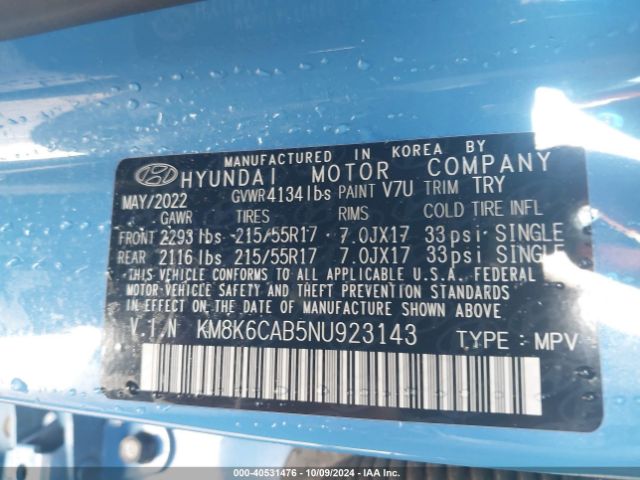 Photo 8 VIN: KM8K6CAB5NU923143 - HYUNDAI KONA 