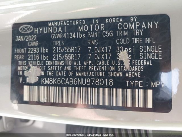 Photo 8 VIN: KM8K6CAB6NU878018 - HYUNDAI KONA 