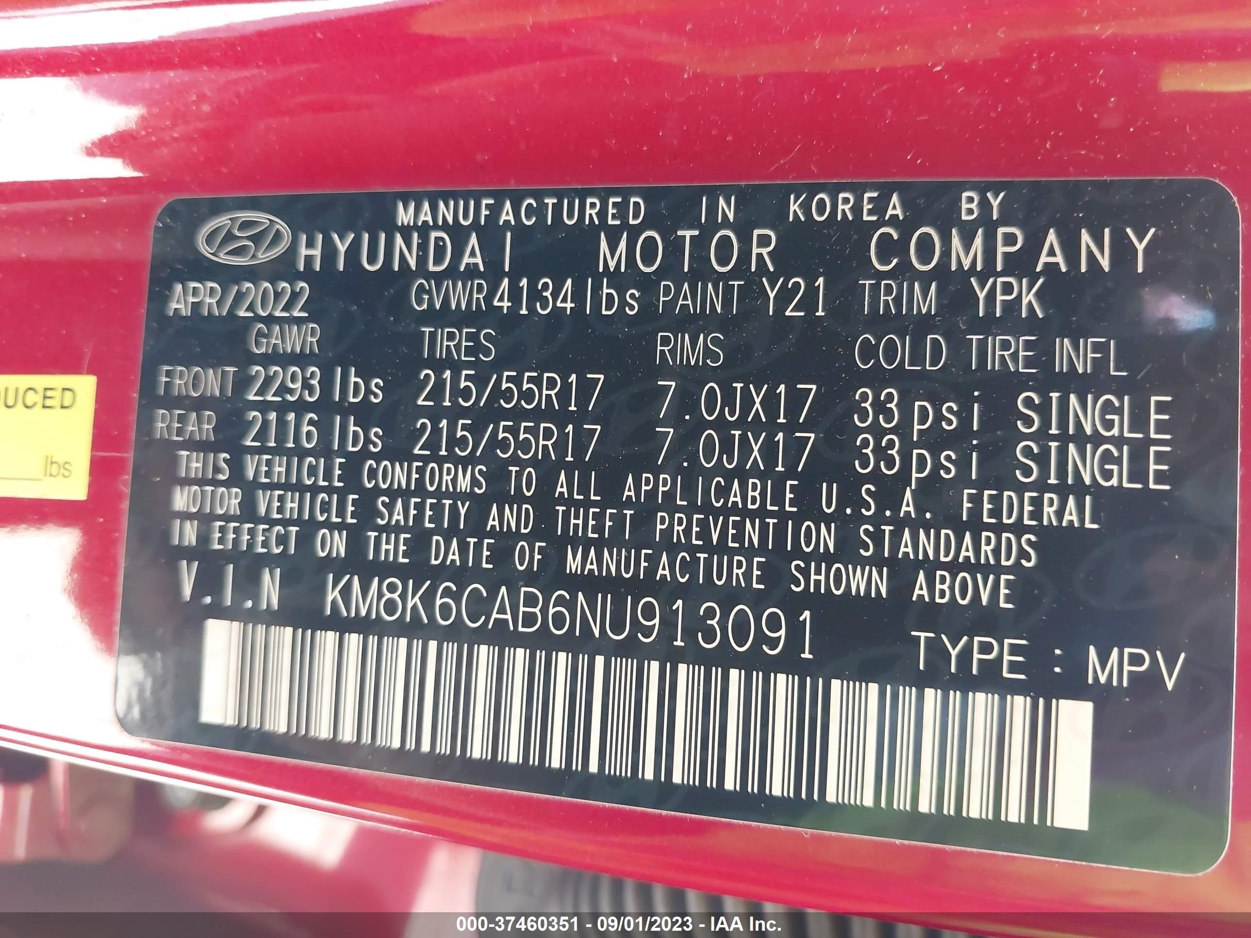 Photo 8 VIN: KM8K6CAB6NU913091 - HYUNDAI KONA 