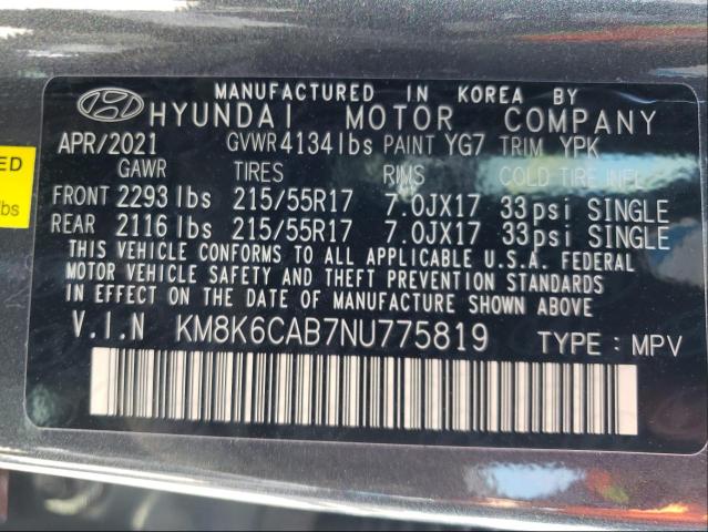 Photo 9 VIN: KM8K6CAB7NU775819 - HYUNDAI KONA SEL 