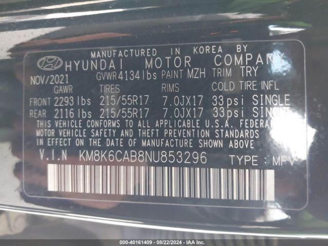 Photo 8 VIN: KM8K6CAB8NU853296 - HYUNDAI KONA 