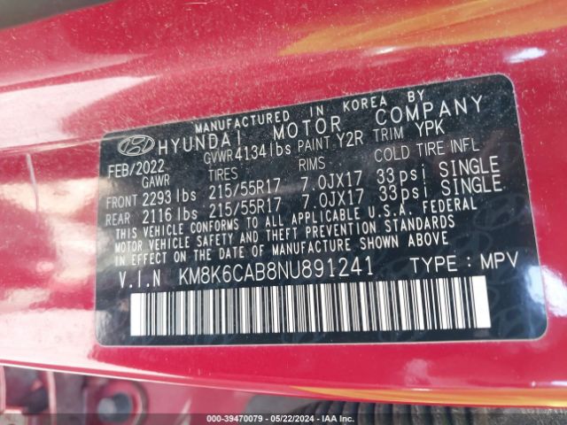 Photo 8 VIN: KM8K6CAB8NU891241 - HYUNDAI KONA 