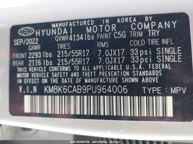 Photo 8 VIN: KM8K6CAB9PU964006 - HYUNDAI KONA 