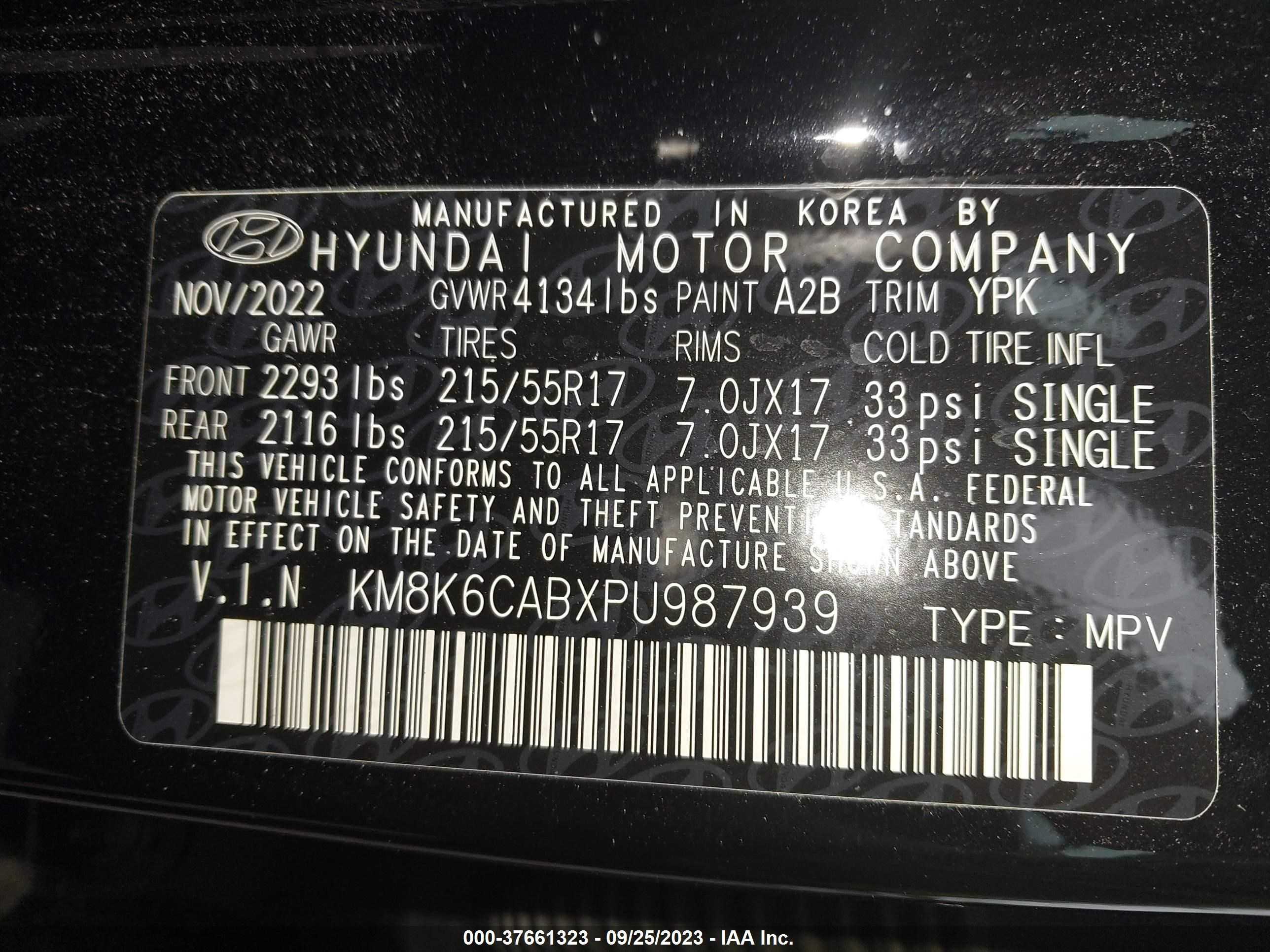 Photo 8 VIN: KM8K6CABXPU987939 - HYUNDAI KONA 