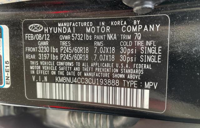 Photo 9 VIN: KM8NU4CC3CU193888 - HYUNDAI VERACRUZ 