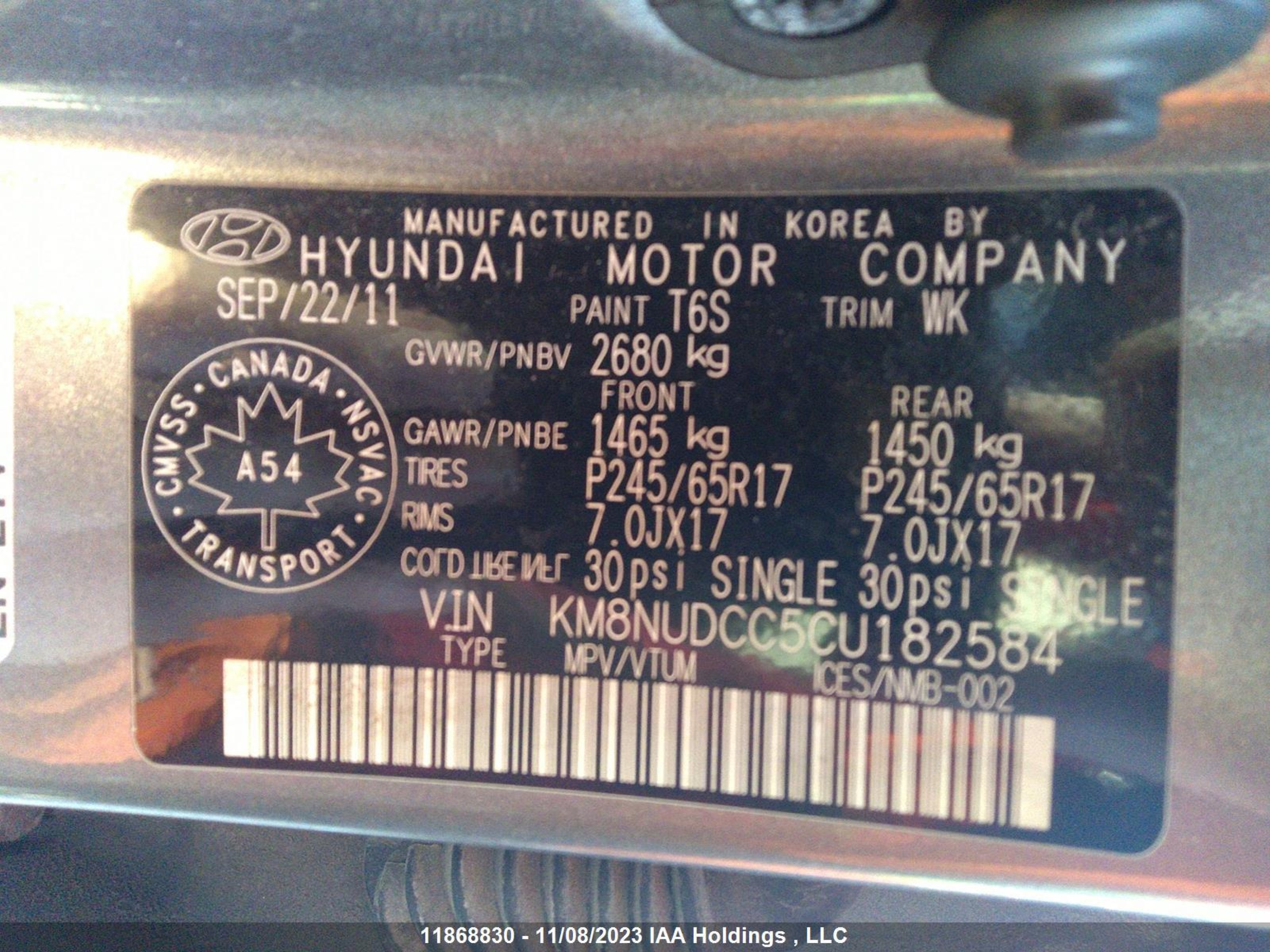 Photo 8 VIN: KM8NUDCC5CU182584 - HYUNDAI VERACRUZ 