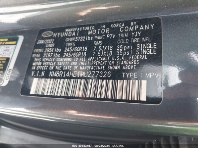 Photo 8 VIN: KM8R14HE1MU277326 - HYUNDAI PALISADE 