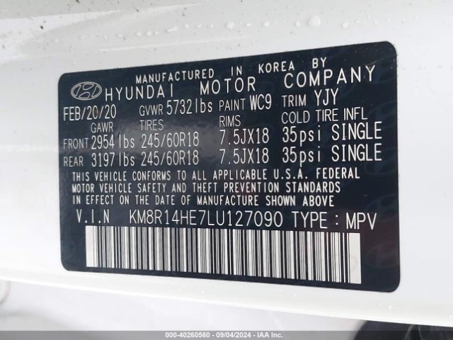 Photo 8 VIN: KM8R14HE7LU127090 - HYUNDAI PALISADE 